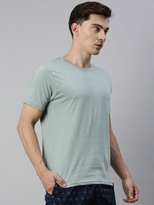 Green Solid Crew Neck T-Shirt